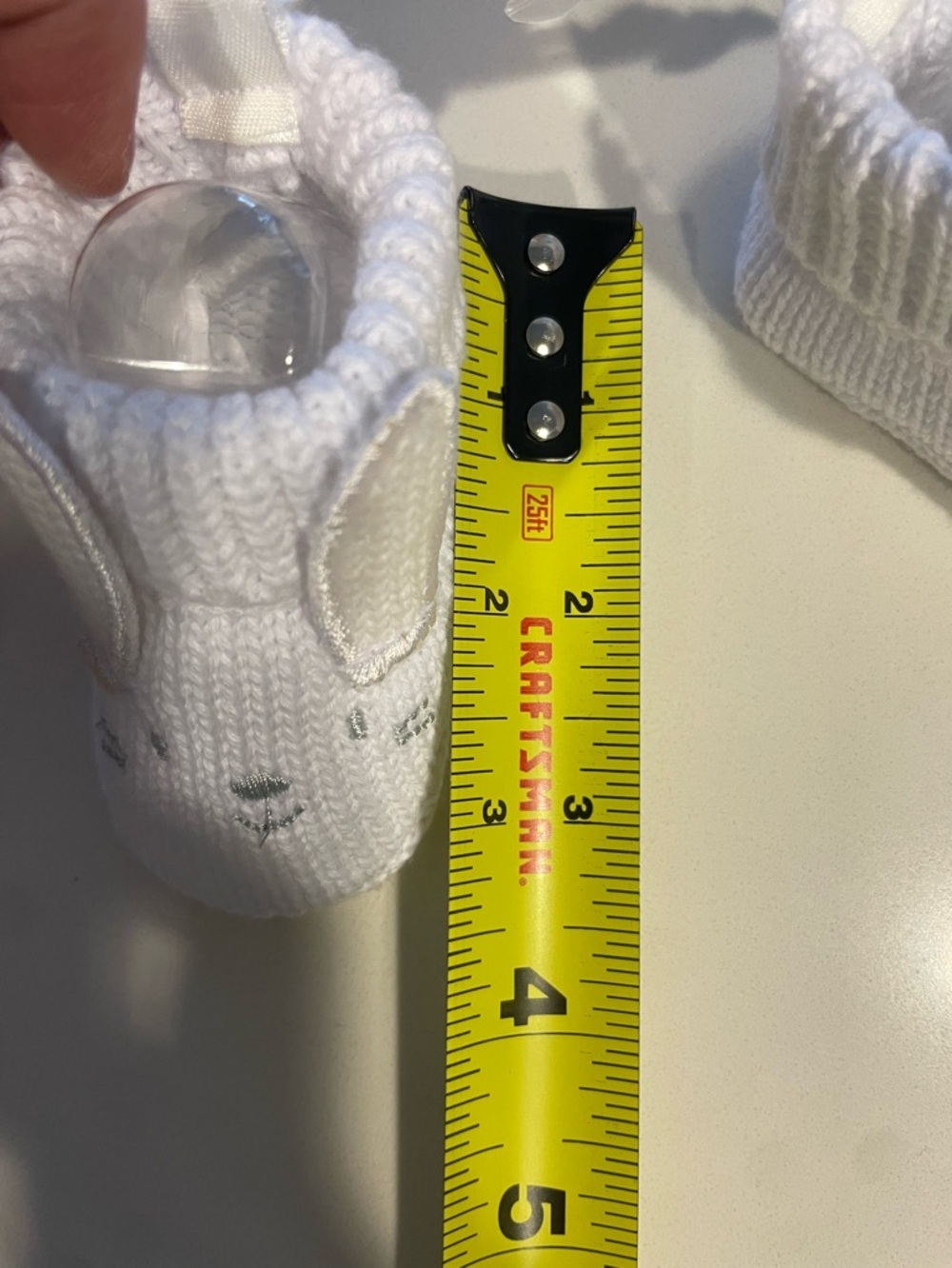 NWT Carter’s Lightweight‎ Knit White Bunny Easter Booties Newborn Unisex - Picture 3 of 4